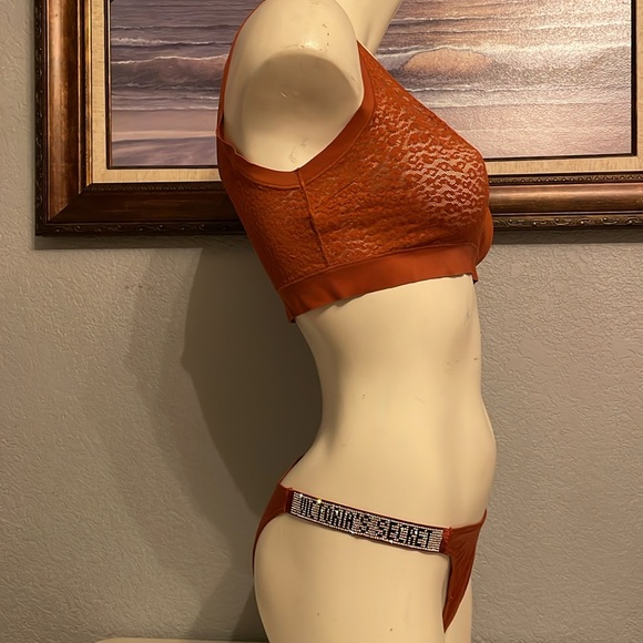 Victoria's Secret Lace Mesh Leopard Print Sports Bra Rust XL NWT Rare Sold Out - Picture 15 of 16